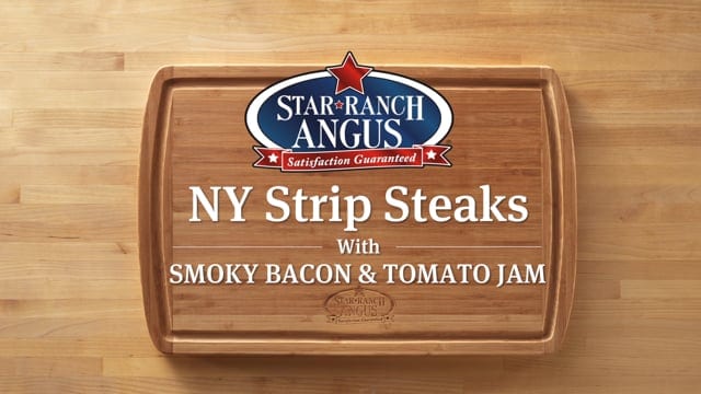 NY Strip Steaks with Smoky Bacon and Tomato Jam