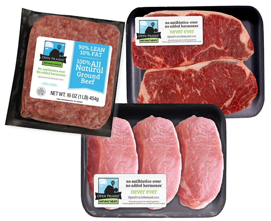 open prairie natural beef and pork_case ready products_ground beef packaging_portion cut meats