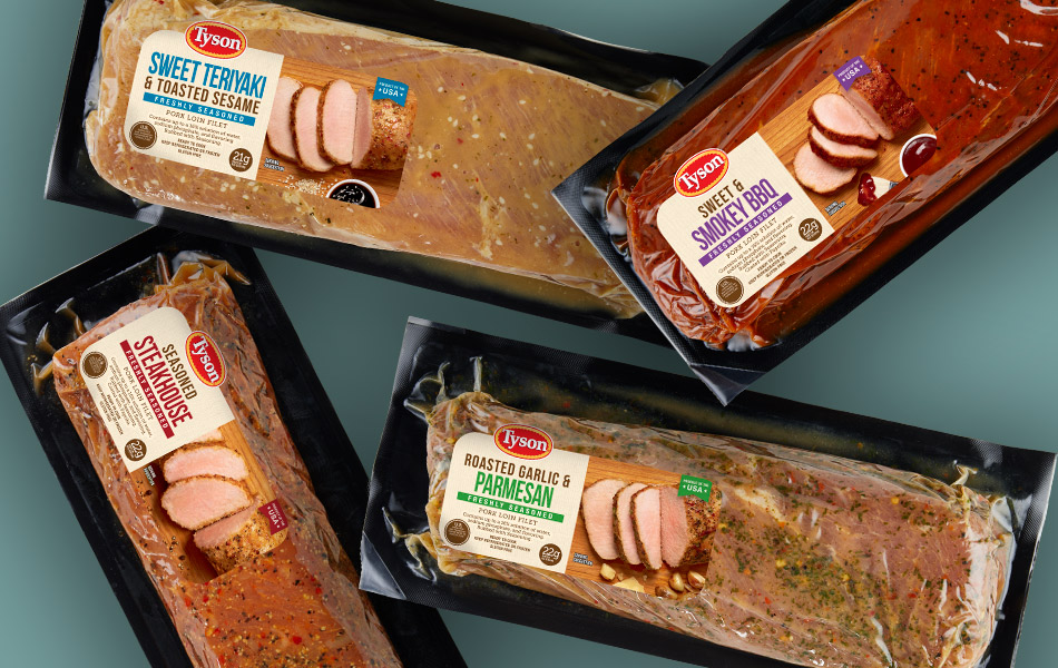 Marinated pork loin filets available in stores from Tyson Fresh Meats