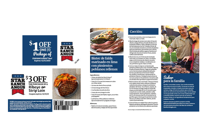 Digital mock - up of the Star Ranch Angus® beef brand ’ s customer takeaways including brochures, coupons and mealtime inspiration.