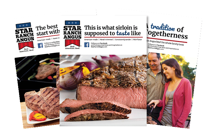 Digital mock - up of Star Ranch Angus ® beef brand ’ s eye - catching posters